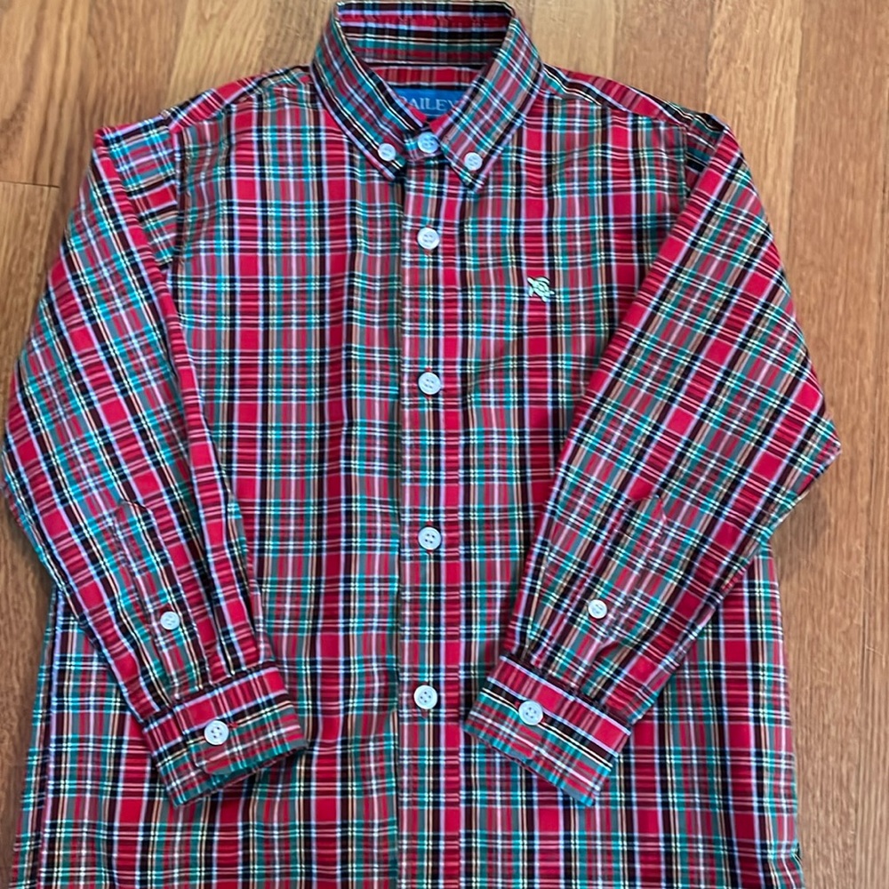 J Bailey 4t button down Christmas plaid worn once.